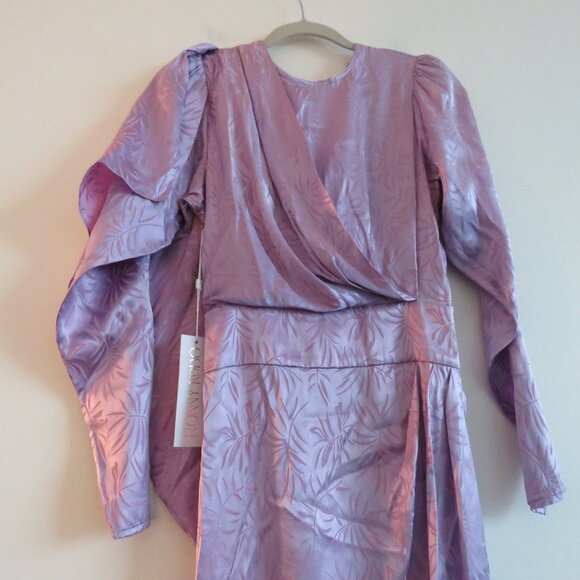 RONNY KOBO Jade Leaf Print Silk Blend Midi Dress in Lavender Purple XS NWT - Picture 10 of 16